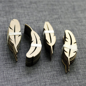 48 Pieces of Wooden Feathers - 2 mm Thick Plywood