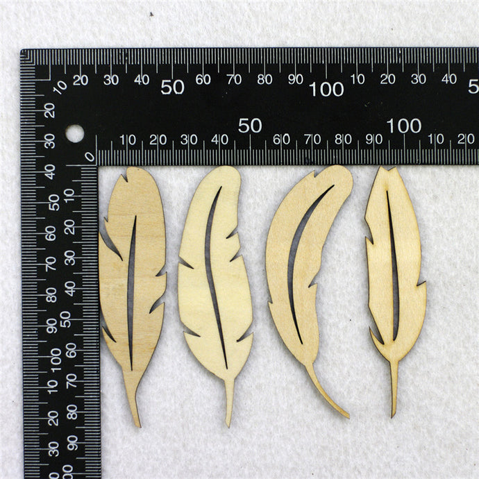 48 Pieces of Wooden Feathers - 2 mm Thick Plywood