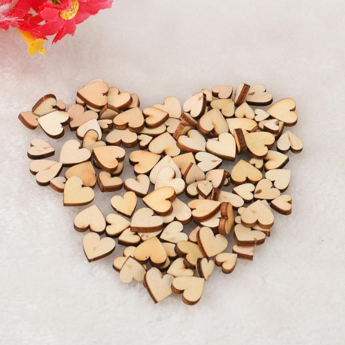 100 Pieces of Rustic Wooden Love Hearts